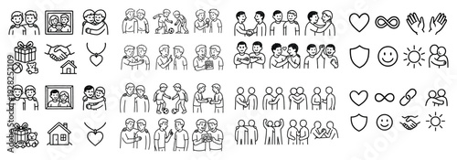 Diverse relationships and emotions illustrated icons
