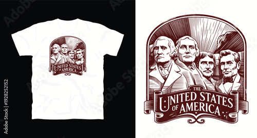 Vintage illustration of united states presidents in presidential arch