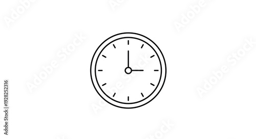 Minimalist black and white clock illustration for time management concepts