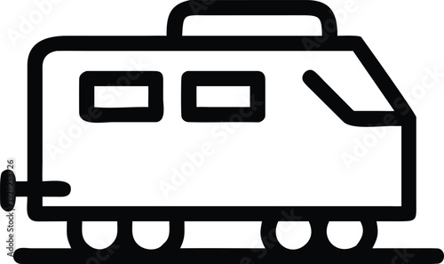 Modern public transportation train icon on a railway track