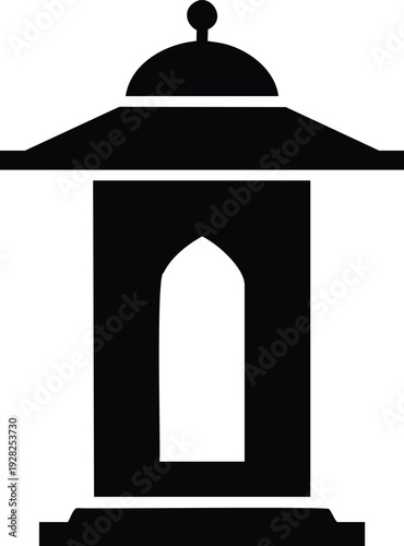 Black Lantern Silhouette With Arched Window