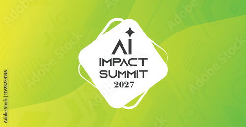 A professional event banner featuring the "AI Impact Summit" logo on a fluid, abstract background with modern geometric patterns