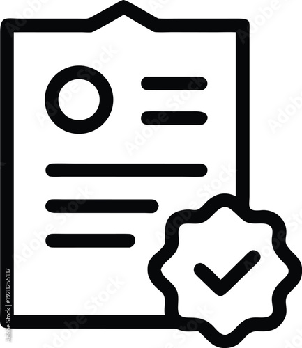 Official business document icon representing successful task completion and complete approval certification