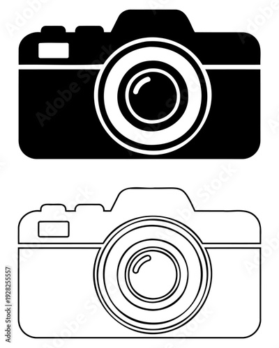Black and white camera icons with different designs