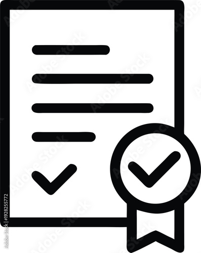 Official Document Approval with a Guarantee Mark and Excellence Badge Icon