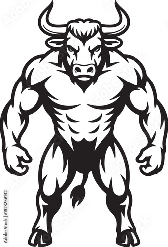 Wallpaper Mural Fearsome Minotaur Ancient Warrior Shape Silhouette with Stern Demeanor and Broad Physique - minotaur silhouette - minotaur vector - silhouette of minotaur Torontodigital.ca