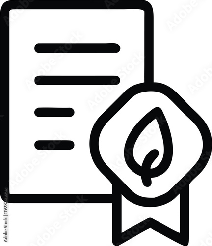 Official document with a leaf seal representing eco friendly certification and environmental approval