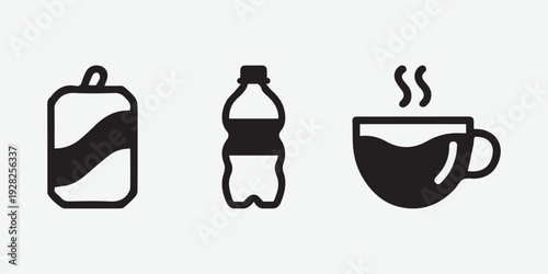 Simple black icons representing different types of beverages