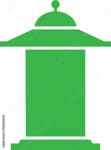 Green Column with Dome and Round Finial