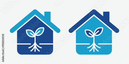 Sustainable home growth icon set