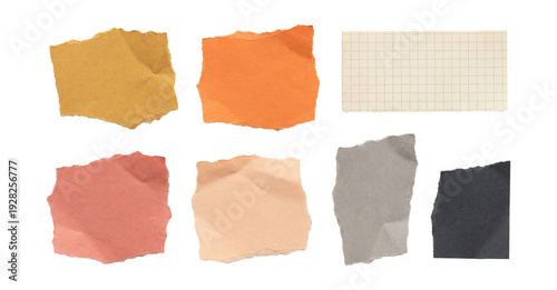 Autumn palette torn paper textures .