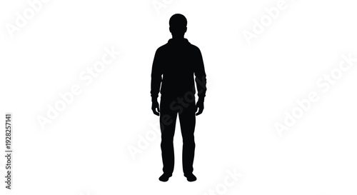 Full body view of a man in casual clothing stark silhouette