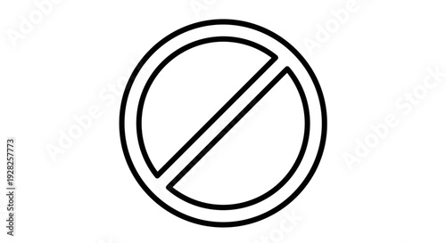 prohibition circle symbol with diagonal line in black outline simple line art