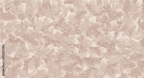 Cartoon seamless beige feathery foliage pattern for soft nature texture background design