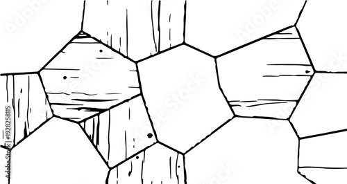 Cartoon seamless hexagonal wood plank tile pattern in beige tones for flooring texture design