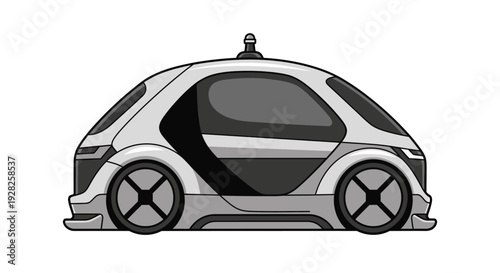 Futuristic autonomous electric taxi pod vehicle, a concept of modern personal transportation and future mobility on white background