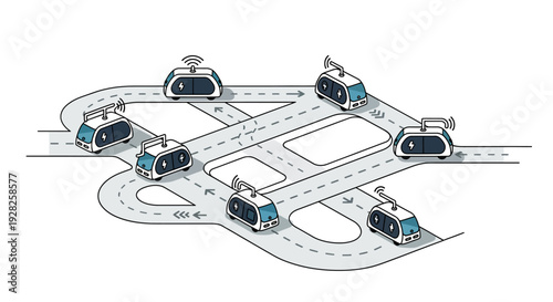 Smart city infrastructure managing a dynamic network of autonomous electric vehicles across interconnected roadways