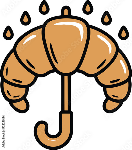 Croissant shaped umbrella protects against raindrops in whimsical design