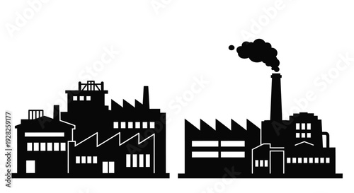 Industrial cityscape with factories and smokestacks a striking silhouette