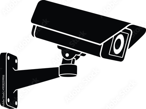 Black and White Security Camera Icon for Surveillance and Safety Applications