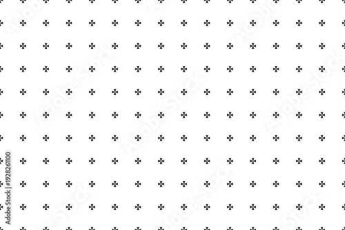 Minimal white geometric background with small black crosses. Clean abstract pattern. Seamless vector illustration
