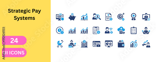 Business compensation strategy and payroll management icons. Career success, financial goal, medal, cloud gift, investment, insurance, employee pay