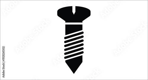 A black screw icon is prominently displayed as a silhouette