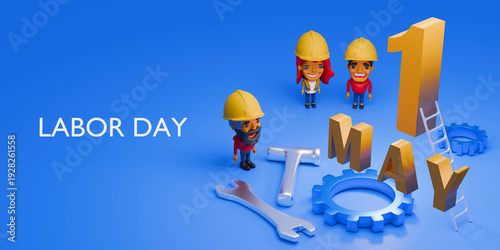 Wallpaper Mural International Labor Day, May 1st, 3d render.  Torontodigital.ca