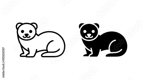 Two adorable cartoon-style ferret icons are depicted in a simple, playful manner.