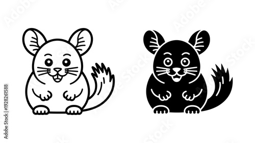 Two cute cartoon-style chinchilla icons are depicted with fluffy tails and big ears.