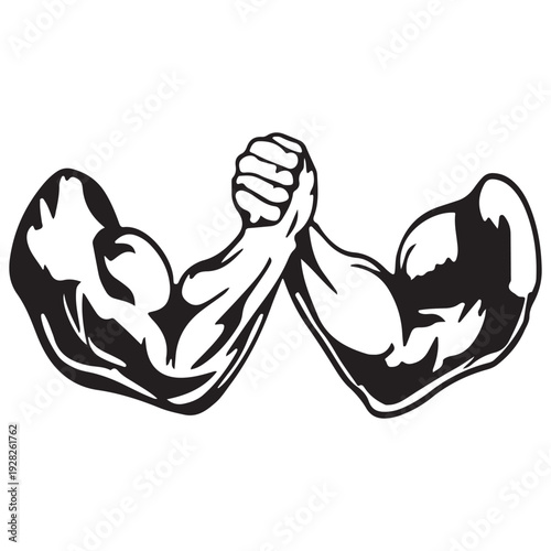Arm Wrestling Biceps Strength Vector Illustration