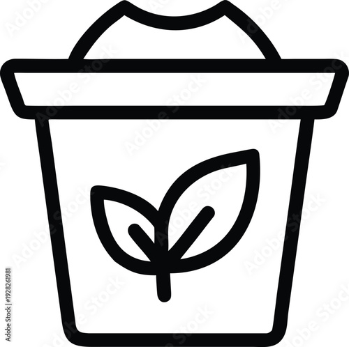 Plant Pot Icon Featuring a Growing Sprout for Home Gardening and Cultivation