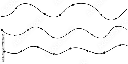 Minimalist Black Winding Arrow Path Icon on White Background, Symbol for Process Flow, Progress, and Business Journey design