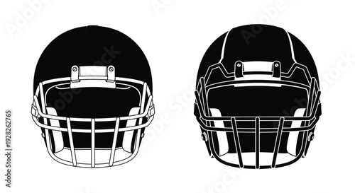 Two views of an american football helmet a striking silhouette
