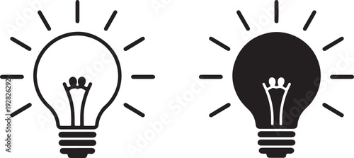 Brain in light bulb icon set Light Bulb Idea Icon  Setsolution , knowledge, lamp - stock vector.