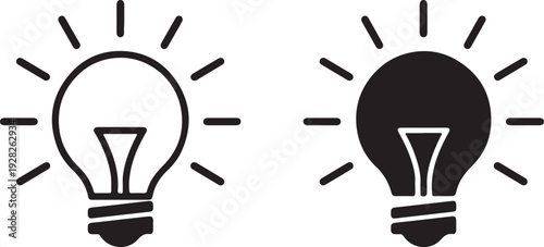 Brain in light bulb icon set Light Bulb Idea Icon  Setsolution , knowledge, lamp - stock vector.