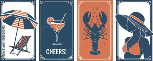 Summer vacation icons and symbols set