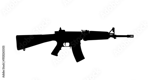 Black Silhouette Assault Rifle Gun.