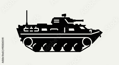 Black Silhouette of Military Tank 1.