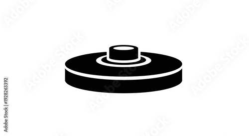 Black Vinyl Record on White Background.