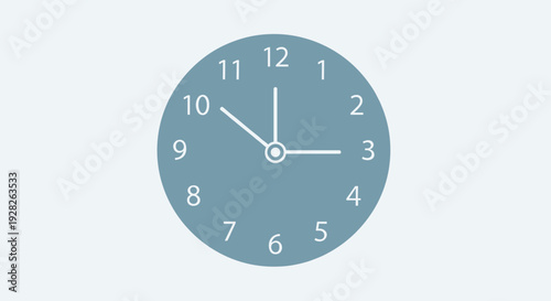 Blue Wall Clock with White Numbers.