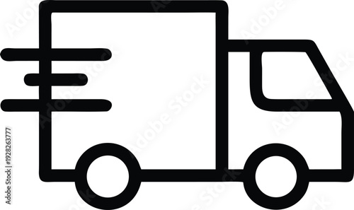 Rapid Shipping Truck Icon with Speed Lines Illustrating Expedited Logistics and Freight Transport