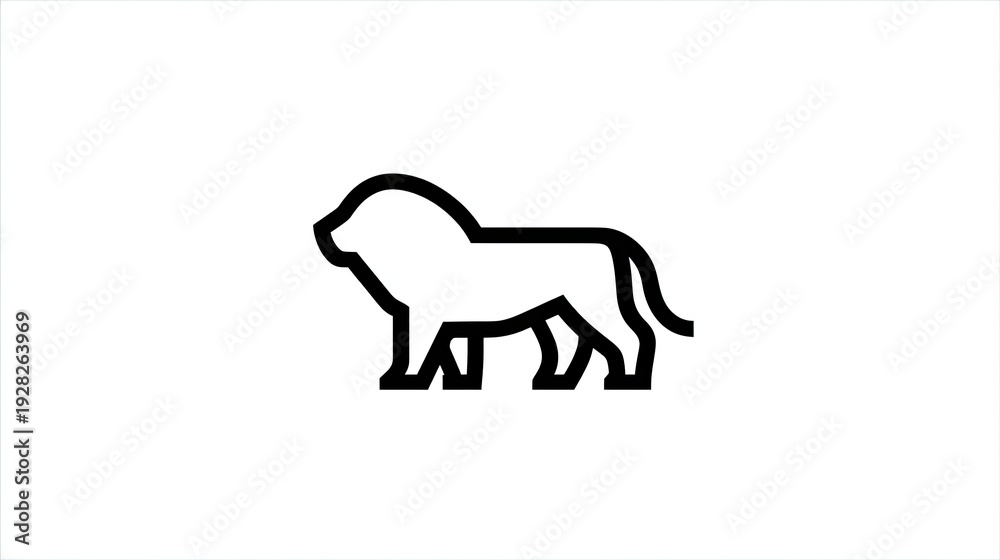 Fototapeta premium Stylized lion icon walks with confidence.