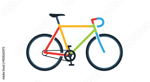 Colorful Bicycle Illustration Side View.