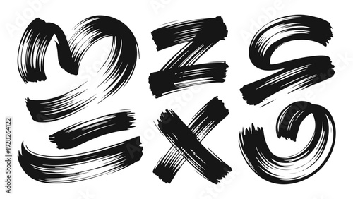 Black Brush Stroke Letters and Symbols Keywords: abstract, art, black, brush, calligraphy