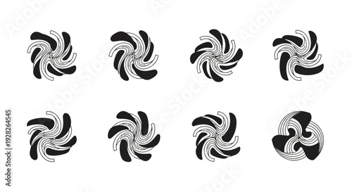 Abstract pinwheel set. Geometric shapes collection.