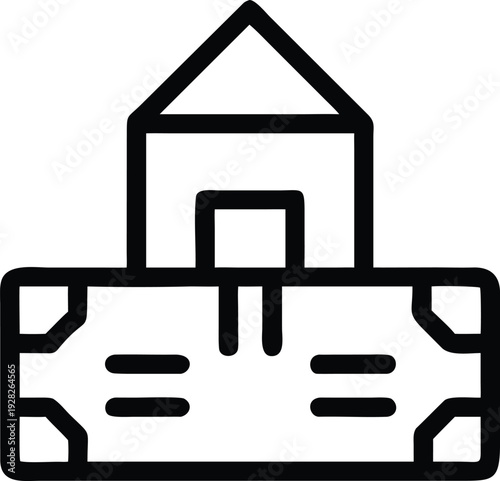 Relocation Concept Symbolized by a Small House Placed on a Travel Suitcase