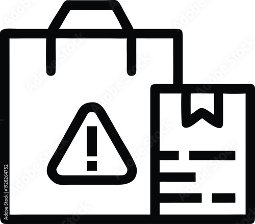Retail Package Warning Icon Indicating Important Information for Shopping and Product Delivery