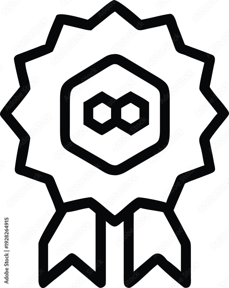 Obraz premium Rosette Award Ribbon with Intricate Hexagonal Symbol Representing Quality and Achievement