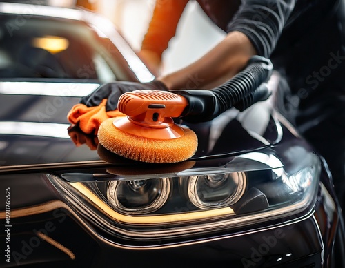 car detailing concept auto cleaning and polish